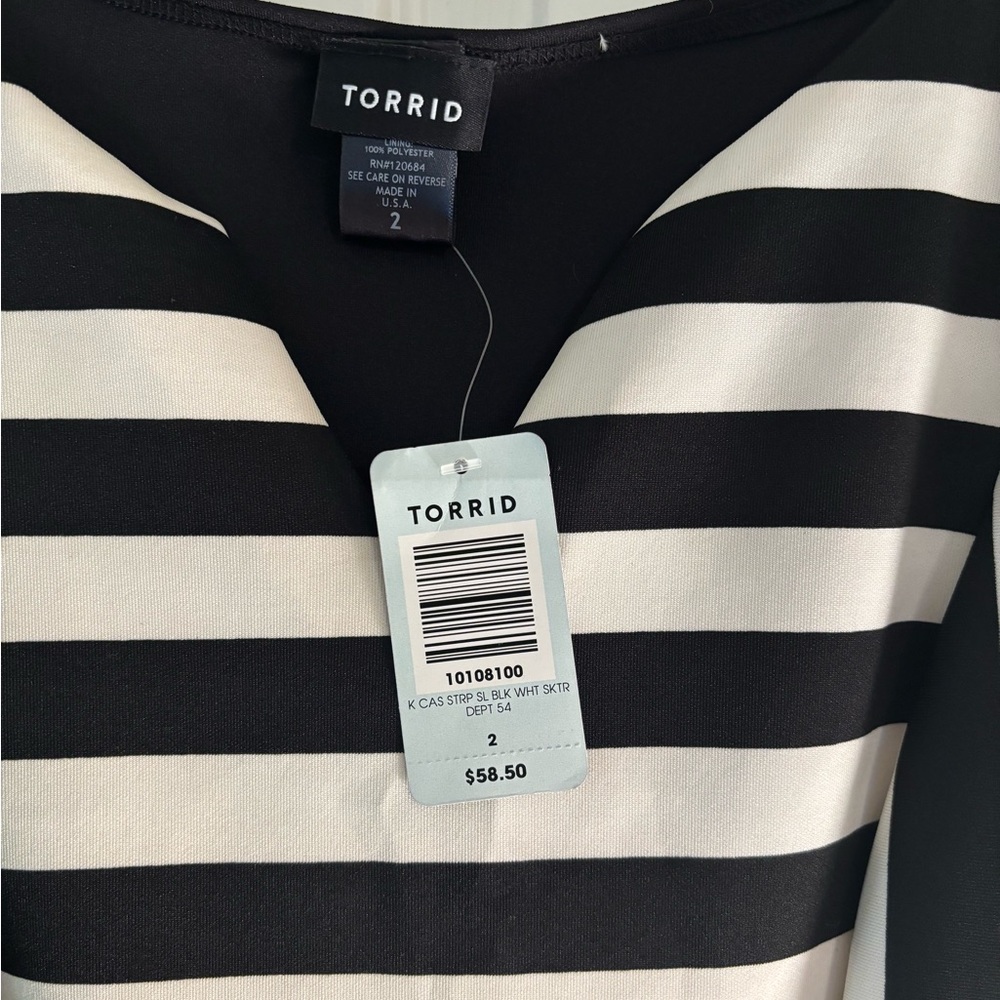 Torrid Black and White Striped Blouse